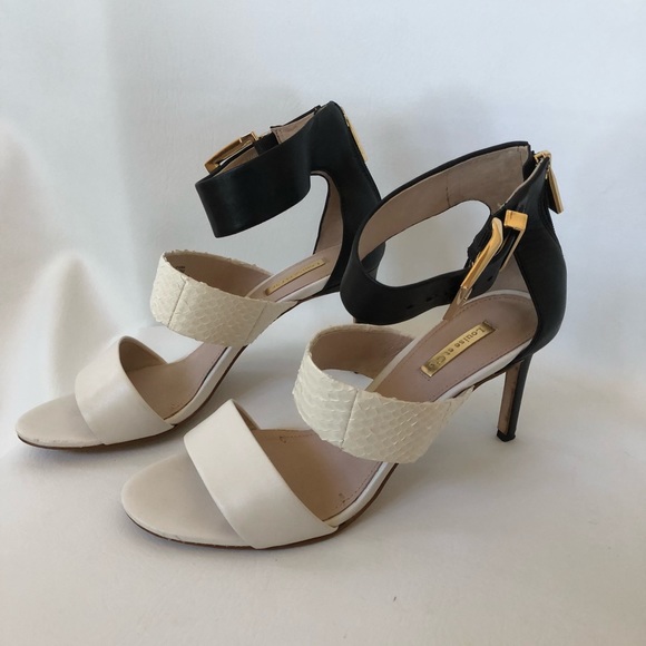 🔴SOLD🔴Louise et Cie Ivory & Black Leather Heels - Picture 4 of 8